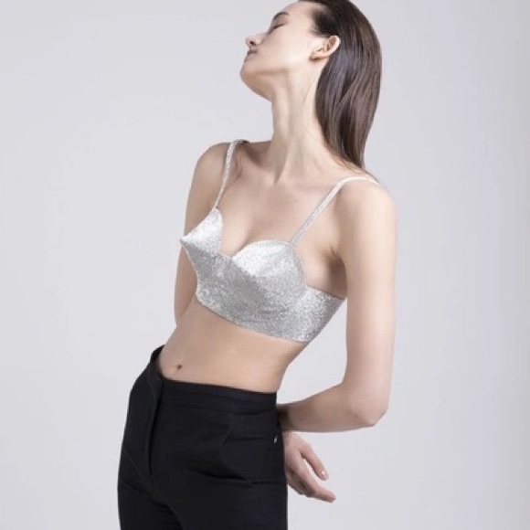 FWRD Nue Studio Jane Bullet Bra in Metallic Silver xs nye night out - Picture 16 of 16
